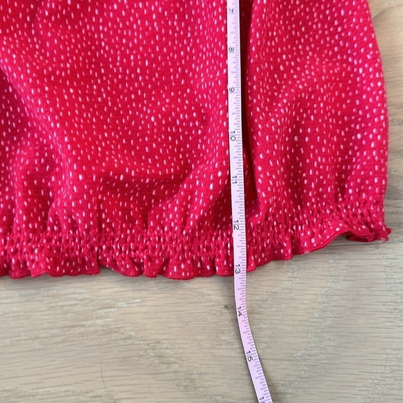 Express Red Polka Dot crop Top Cinched Waist Tank Top Springy Flowy Loose Fit - Picture 7 of 11